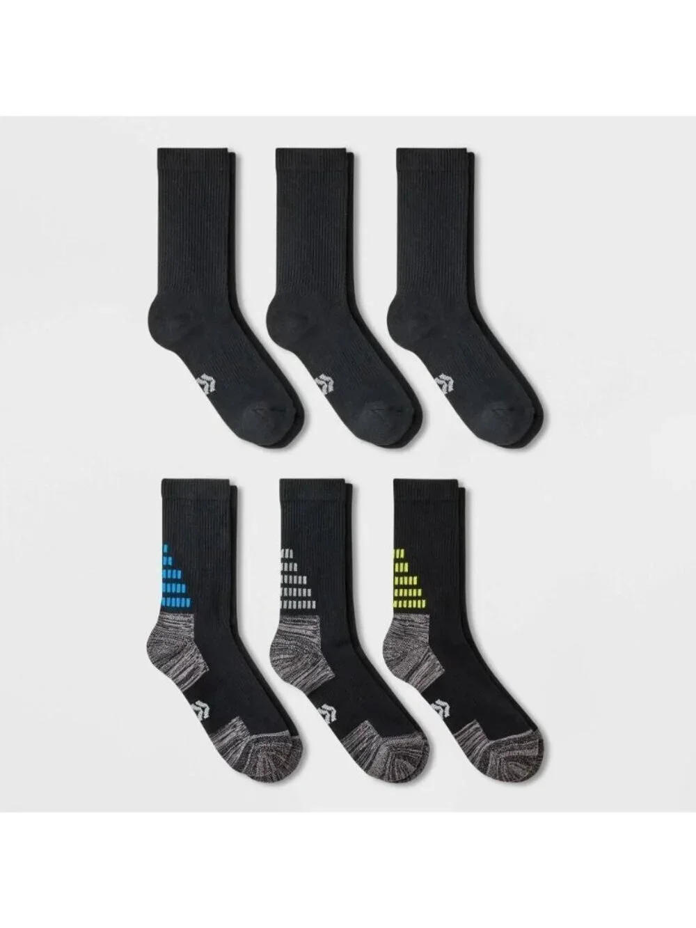 All In Motion Boys 6 pack Crew Socks Size L